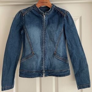 Bebe Blue Denim Fitted Jacket